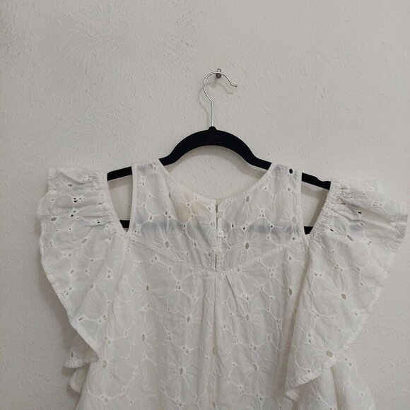 Maeve Women’s Lace Blouse Top White Off The Shoulder Ruffle Sleeve Tank Size S - Picture 8 of 9